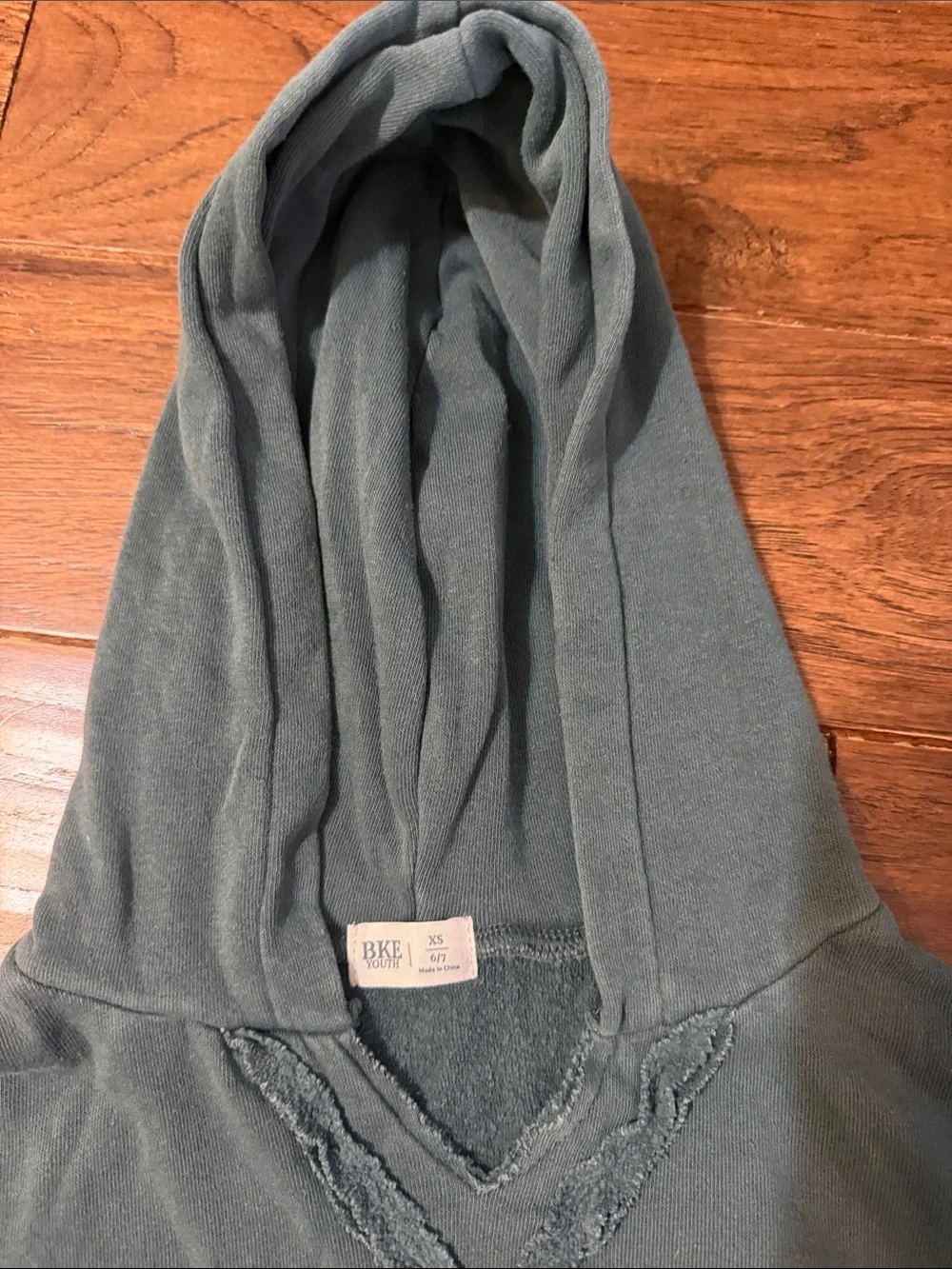 BKE Teal Hooded Lace-Trim Pullover Sweatshirt